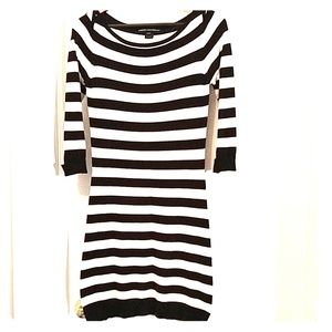 French connection B&W striped stretch dress